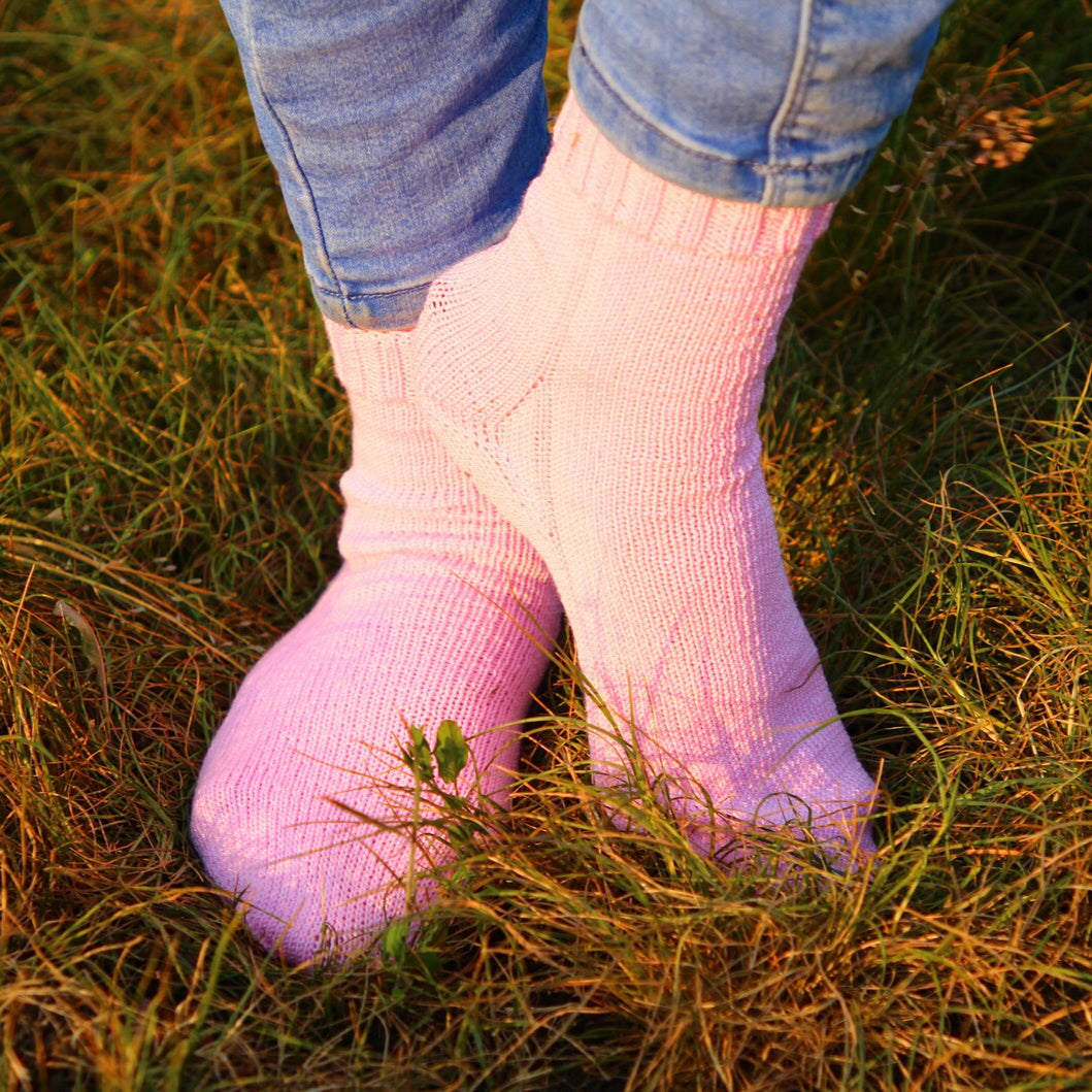 Solid Pink Wool Socks