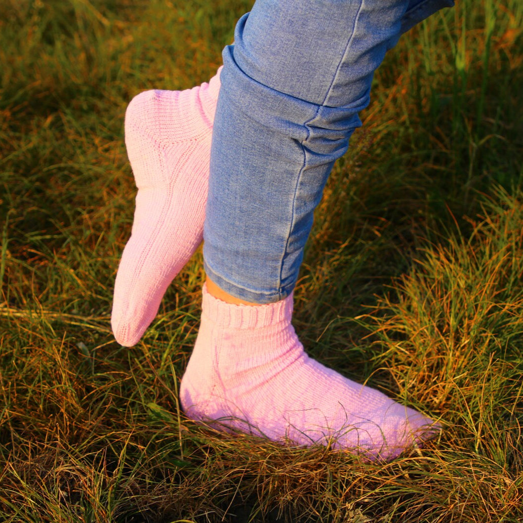 Solid Pink Wool Socks