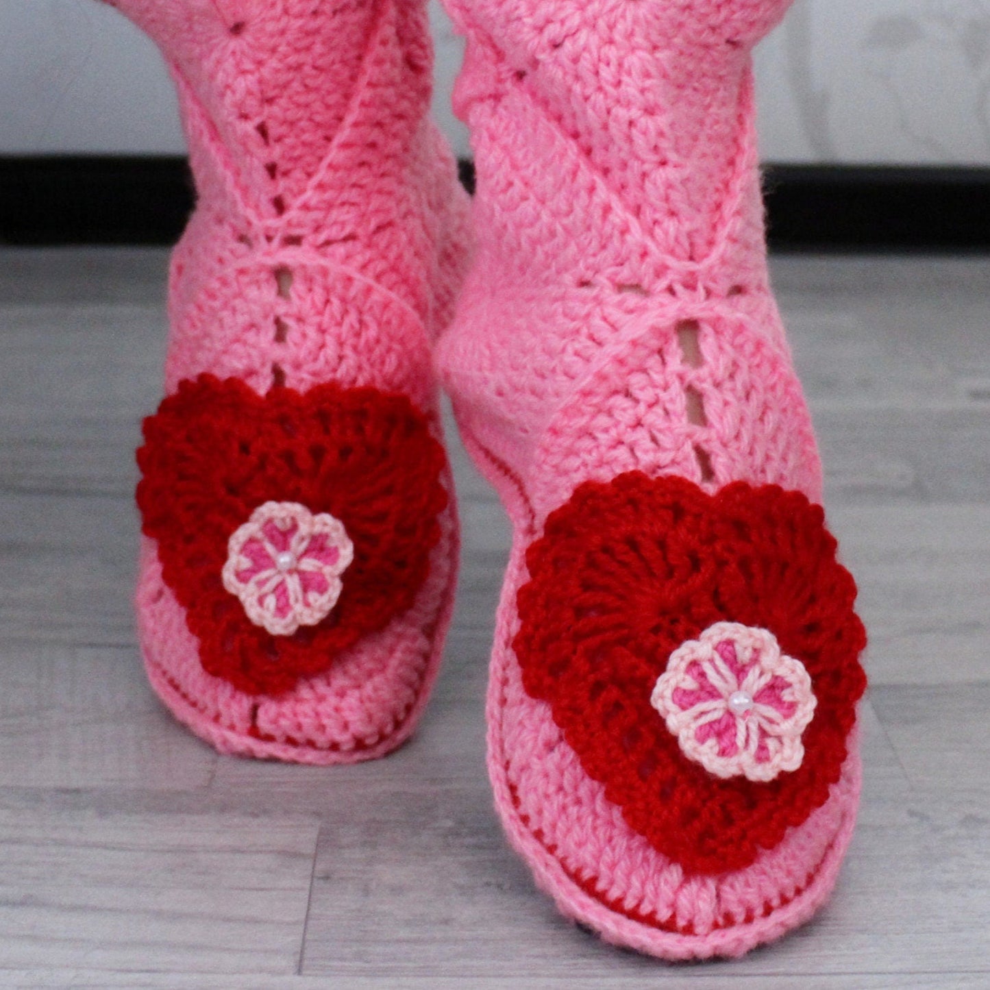 Mid-calf home slipper boots in candy pink