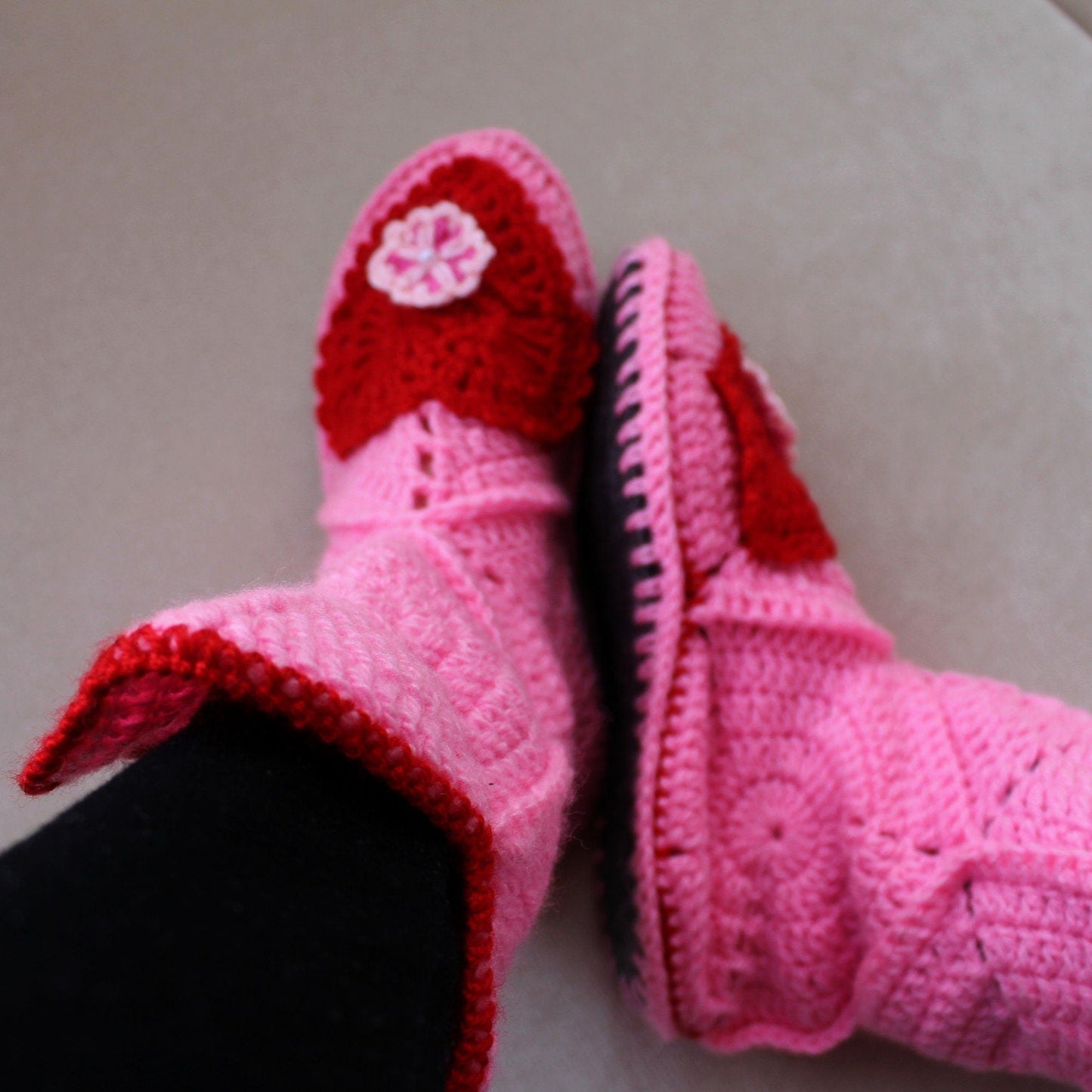 Mid-calf home slipper boots in candy pink