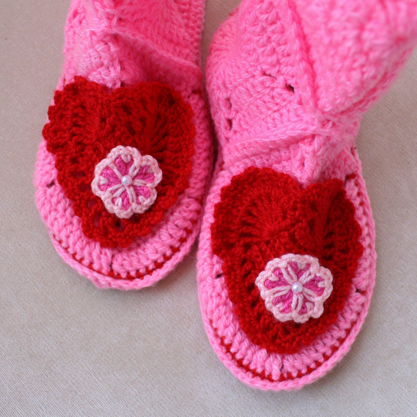 Mid-calf home slipper boots in candy pink
