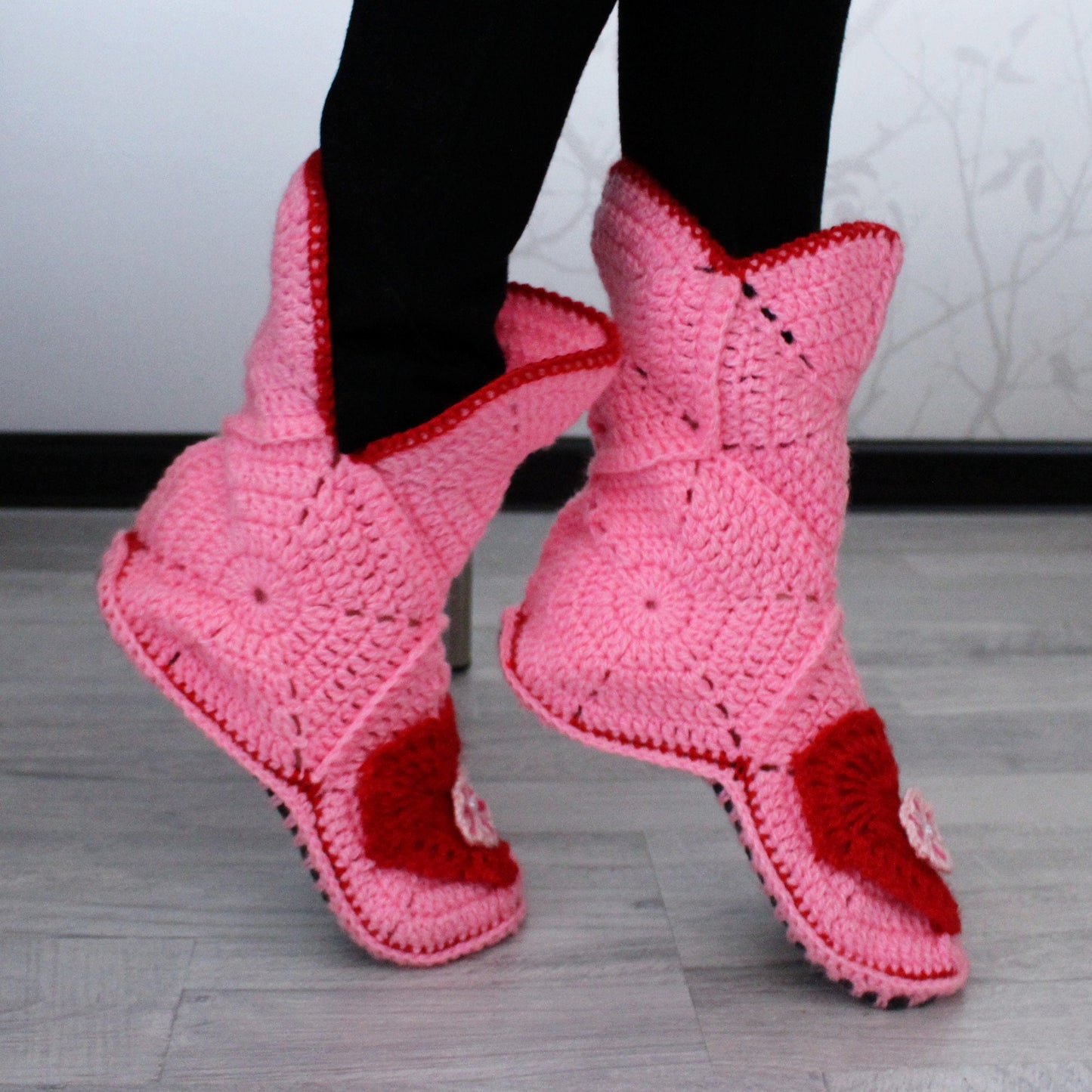 Mid-calf home slipper boots in candy pink