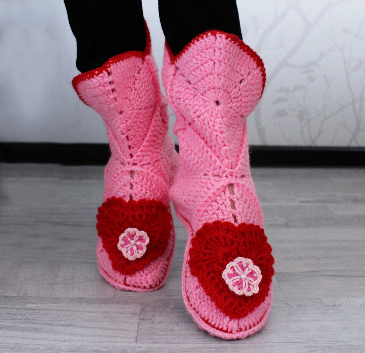 Mid-calf home slipper boots in candy pink