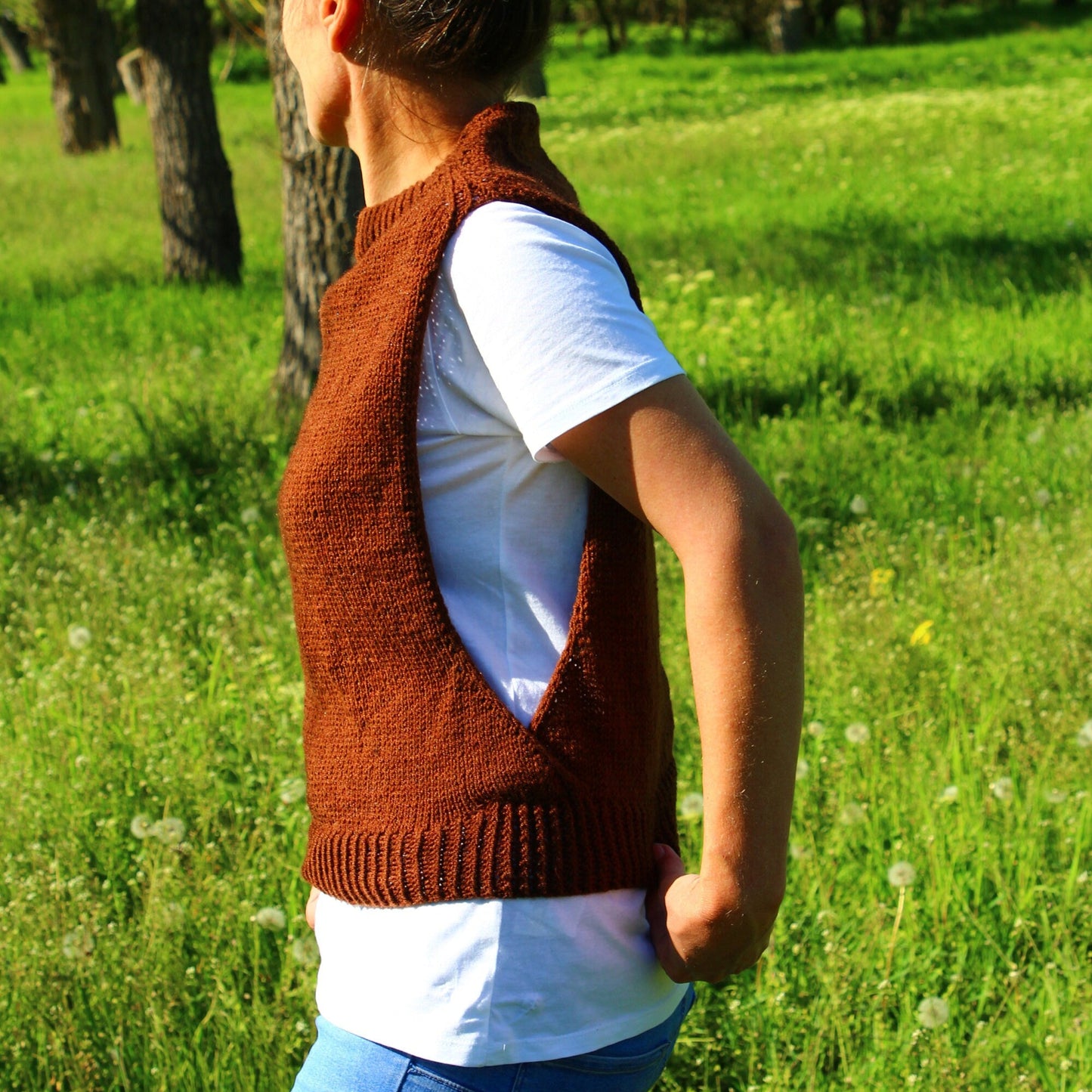 Rustic Brown Crochet Vest