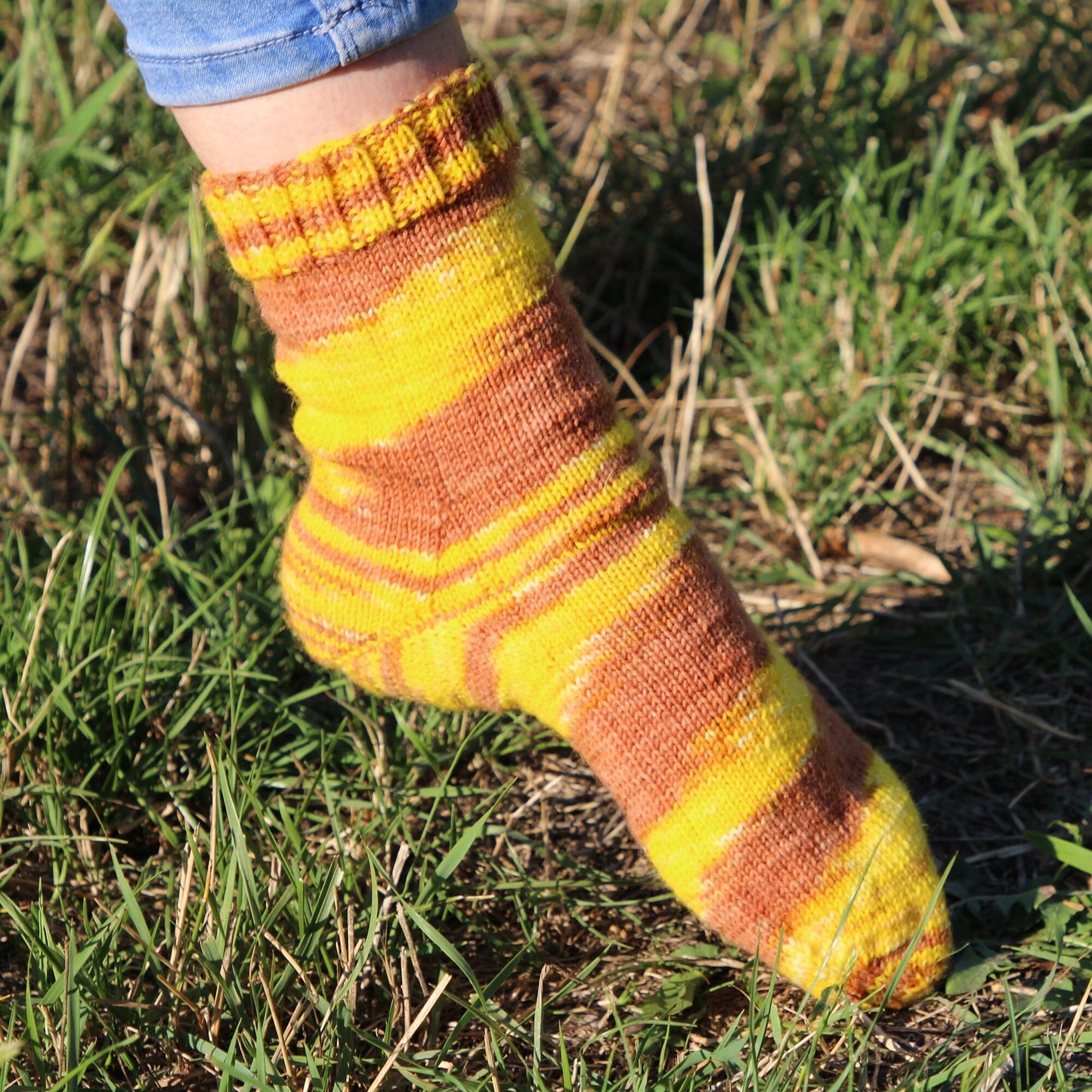 Fun Yellow Zebra Crew Sock