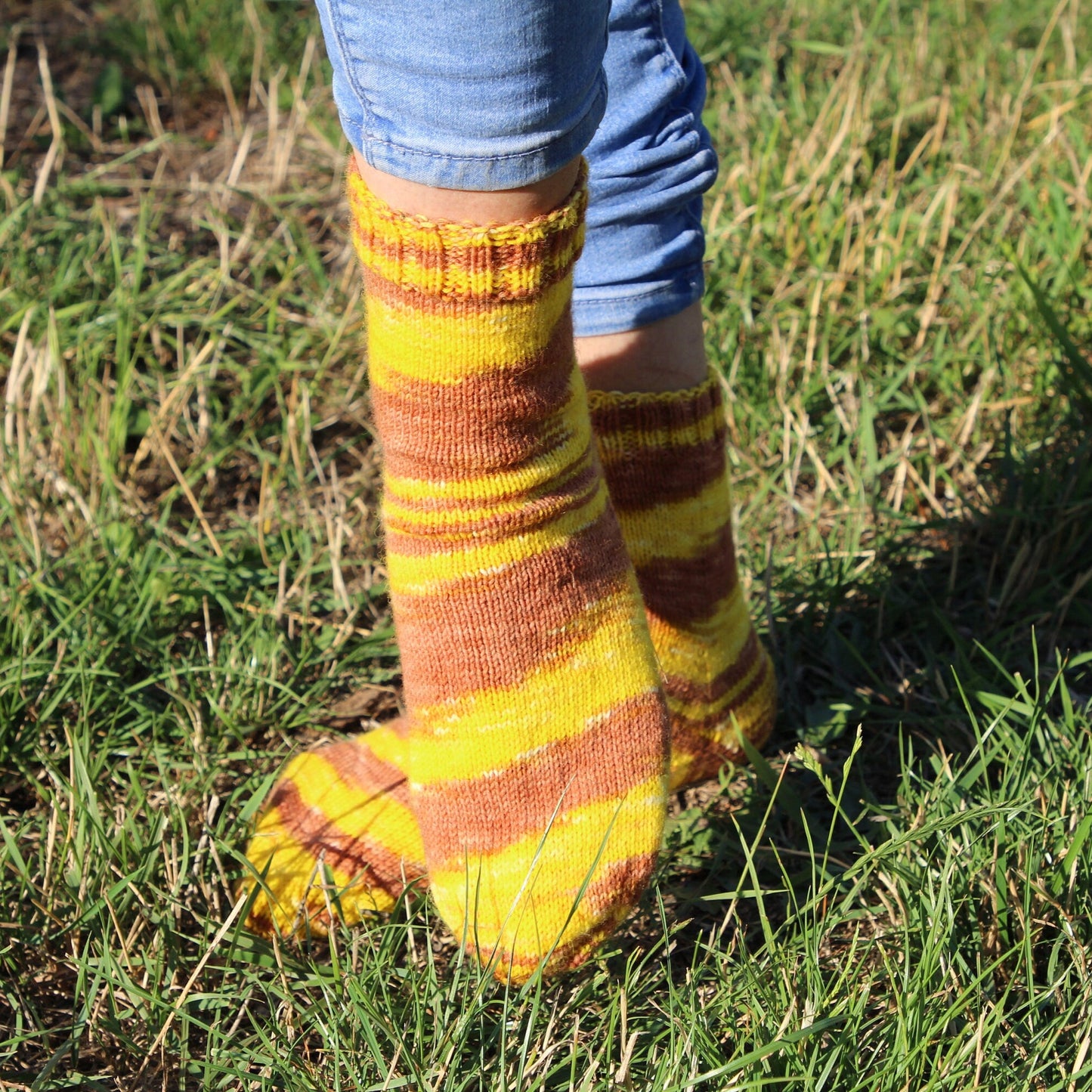 Fun Yellow Zebra Crew Sock