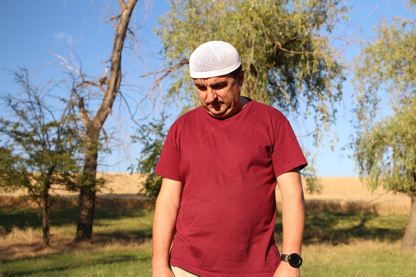White Cotton Kufi Cap, Prayer Hat