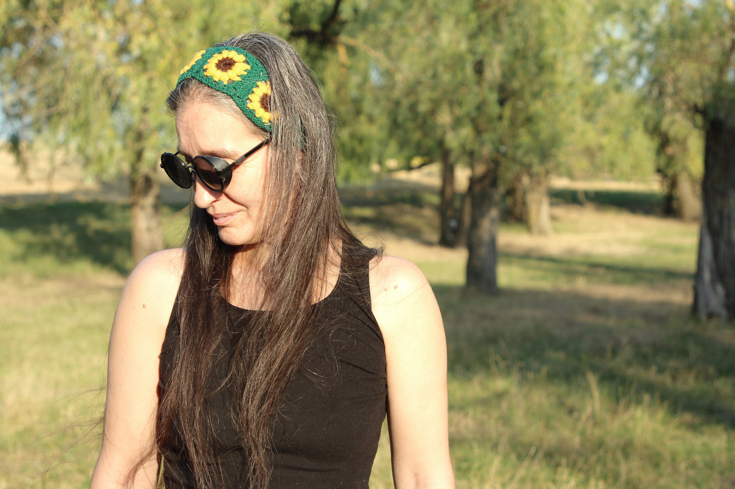Crochet Boho Sunflower Headband