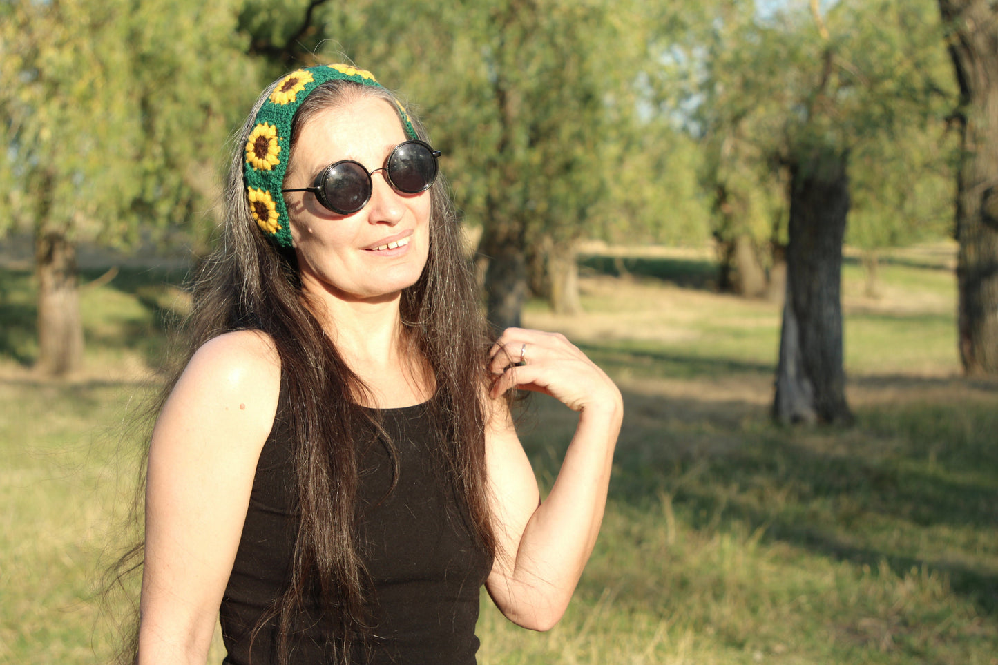 Crochet Boho Sunflower Headband