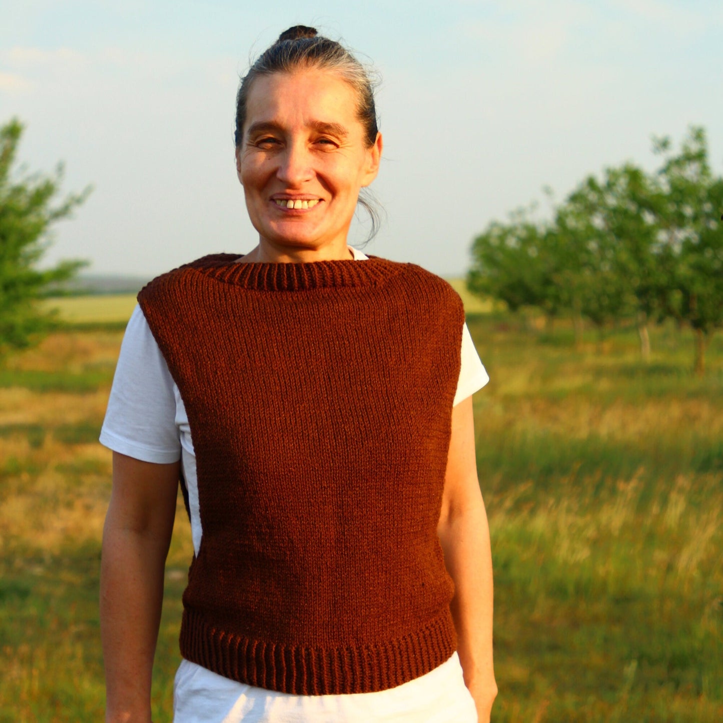 Rustic Brown Crochet Vest