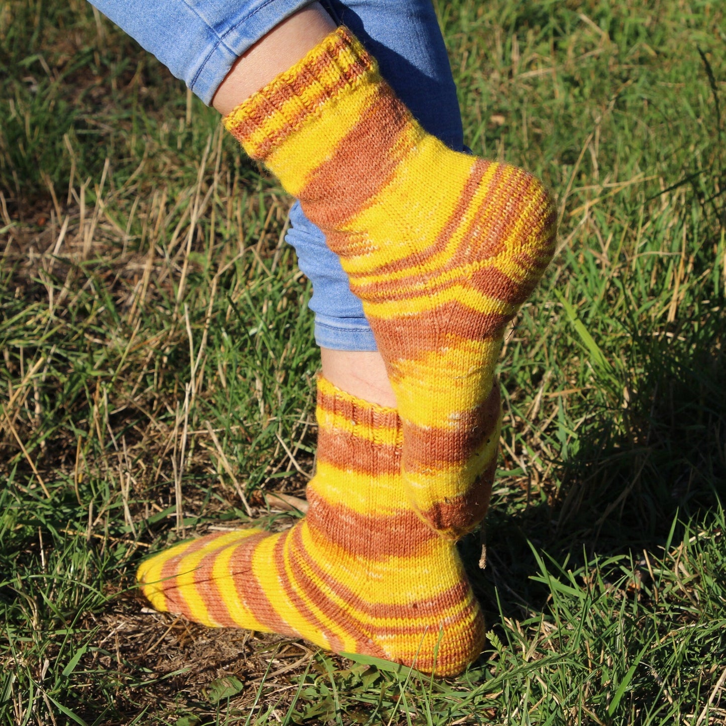 Fun Yellow Zebra Crew Sock