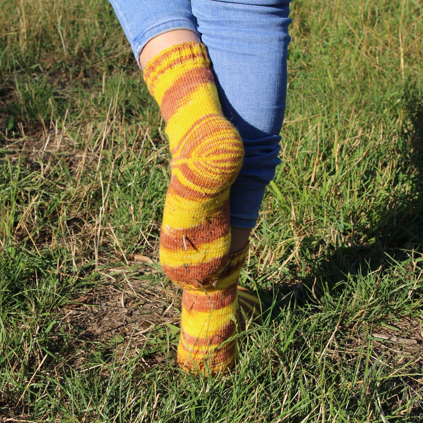 Fun Yellow Zebra Crew Sock
