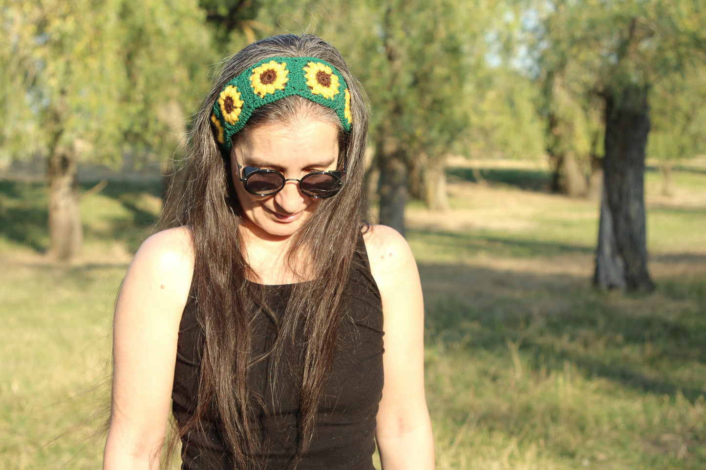 Crochet Boho Sunflower Headband