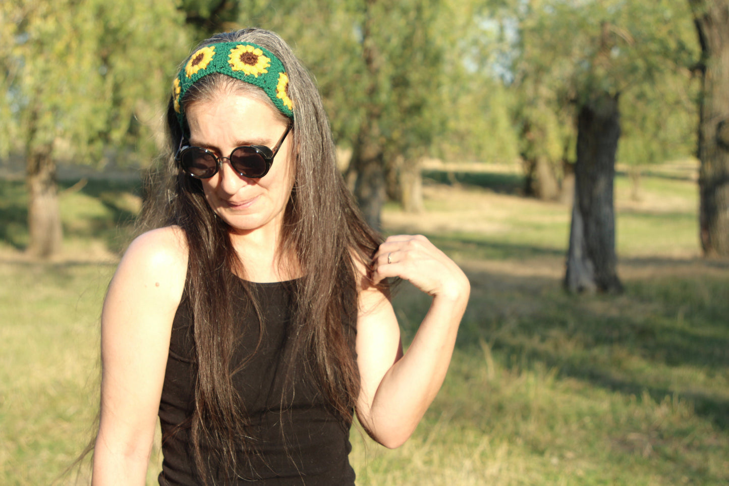 Crochet Boho Sunflower Headband