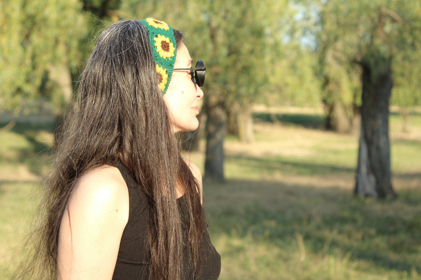 Crochet Boho Sunflower Headband