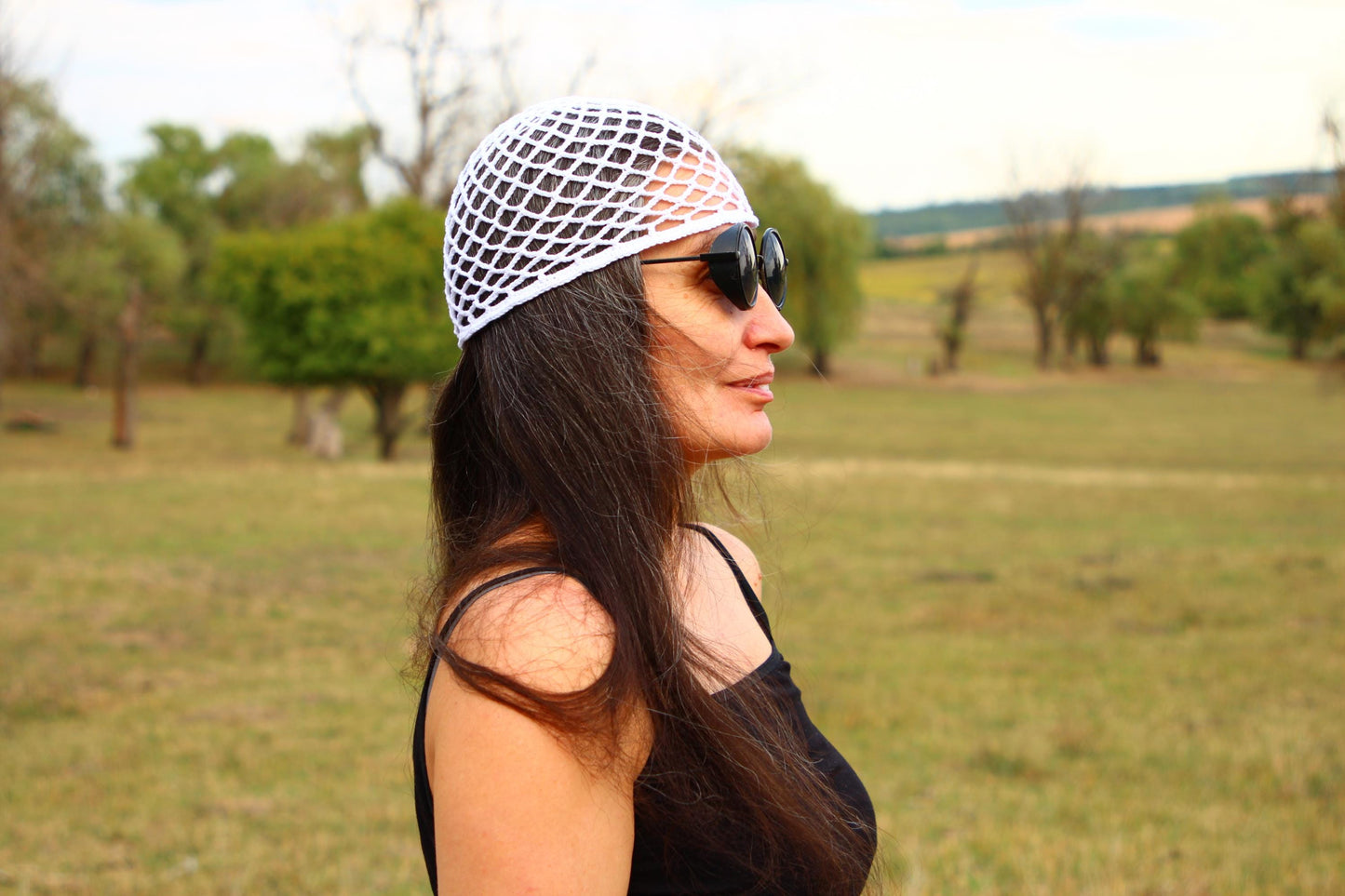 White Lattice Pattern Summer Hat