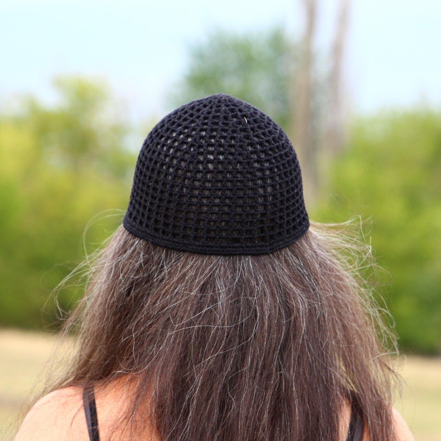 Sleek Crochet Beanie in Black, White
