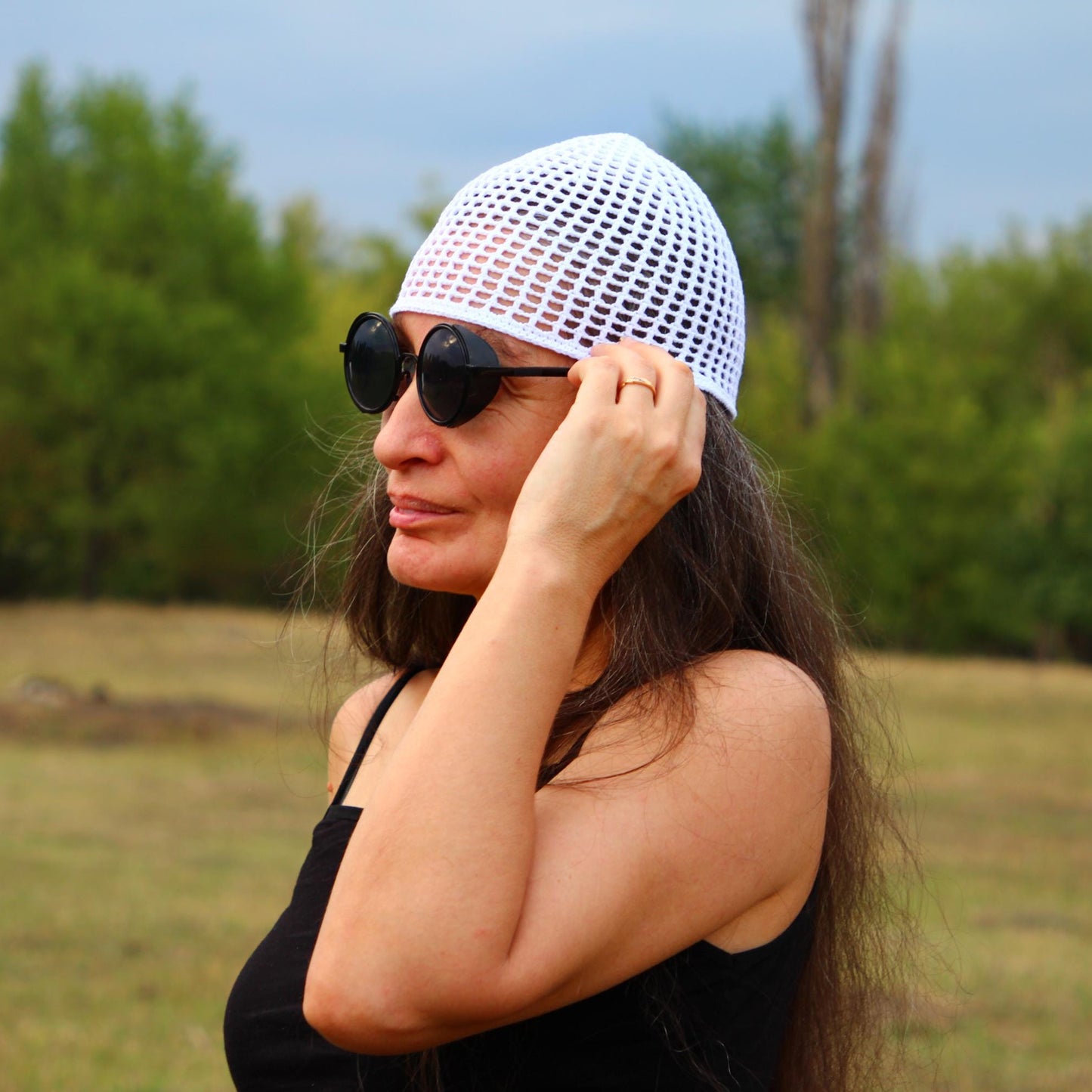 Sleek Crochet Beanie in Black, White