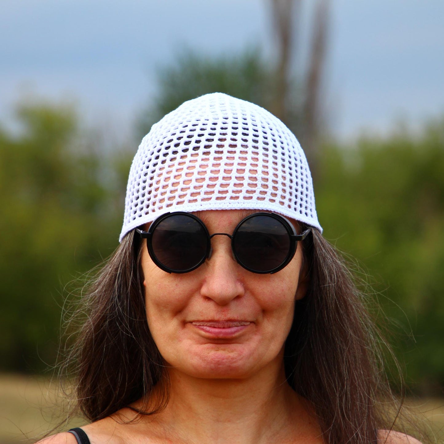 Sleek Crochet Beanie in Black, White