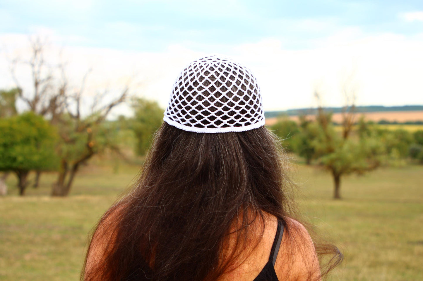 White Lattice Pattern Summer Hat