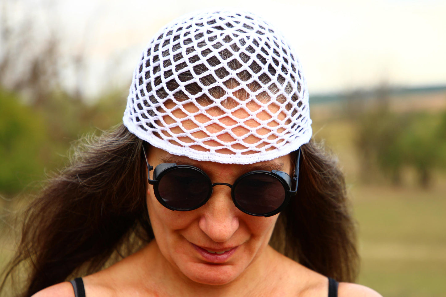 White Lattice Pattern Summer Hat