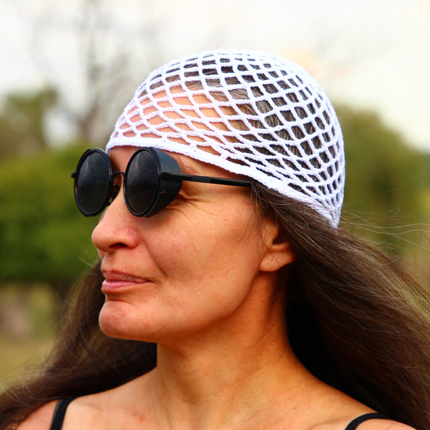 White Lattice Pattern Summer Hat