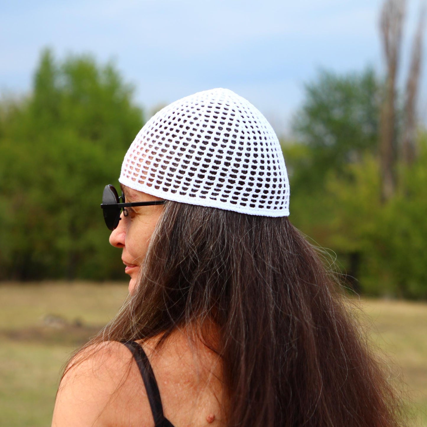 Sleek Crochet Beanie in Black, White