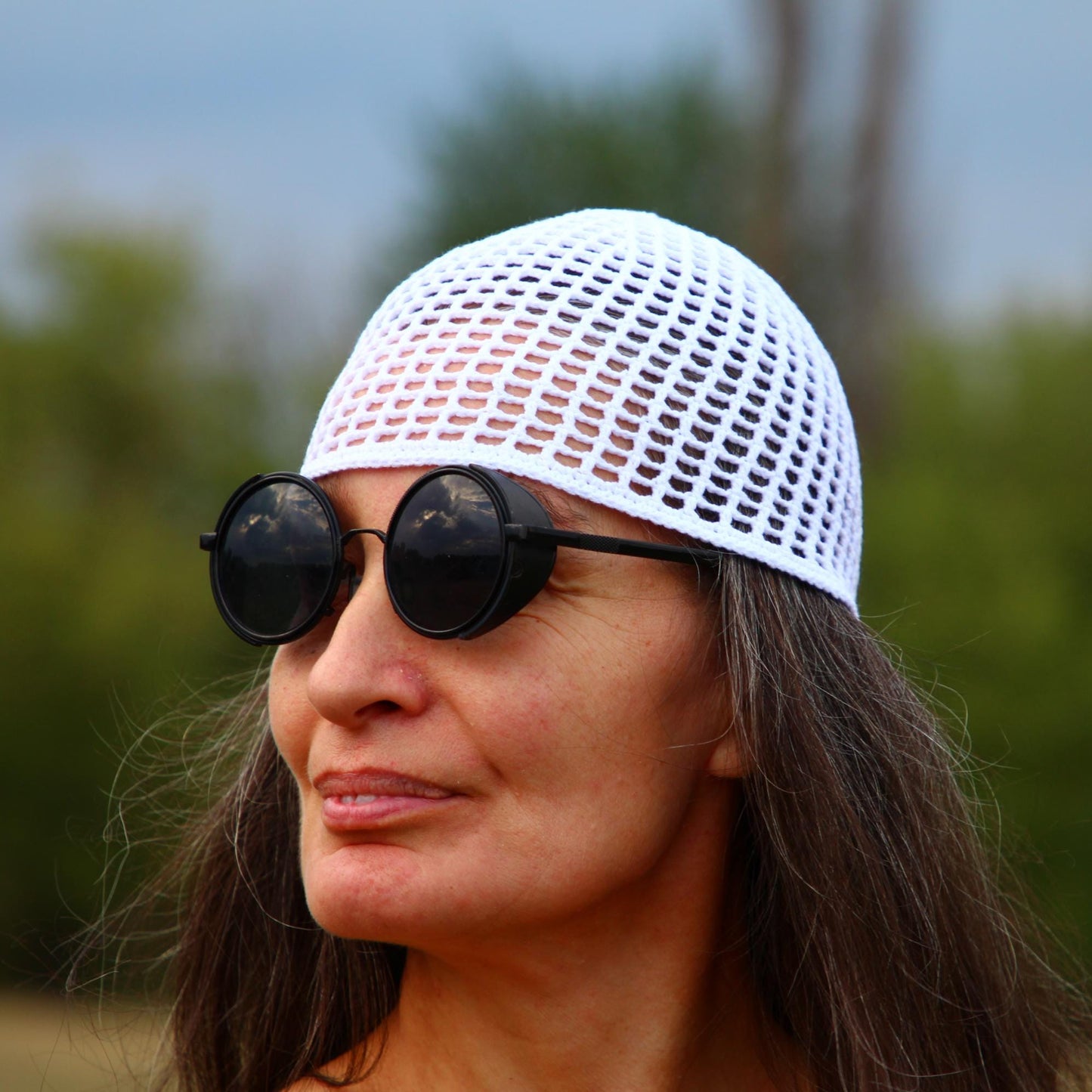 Sleek Crochet Beanie in Black, White