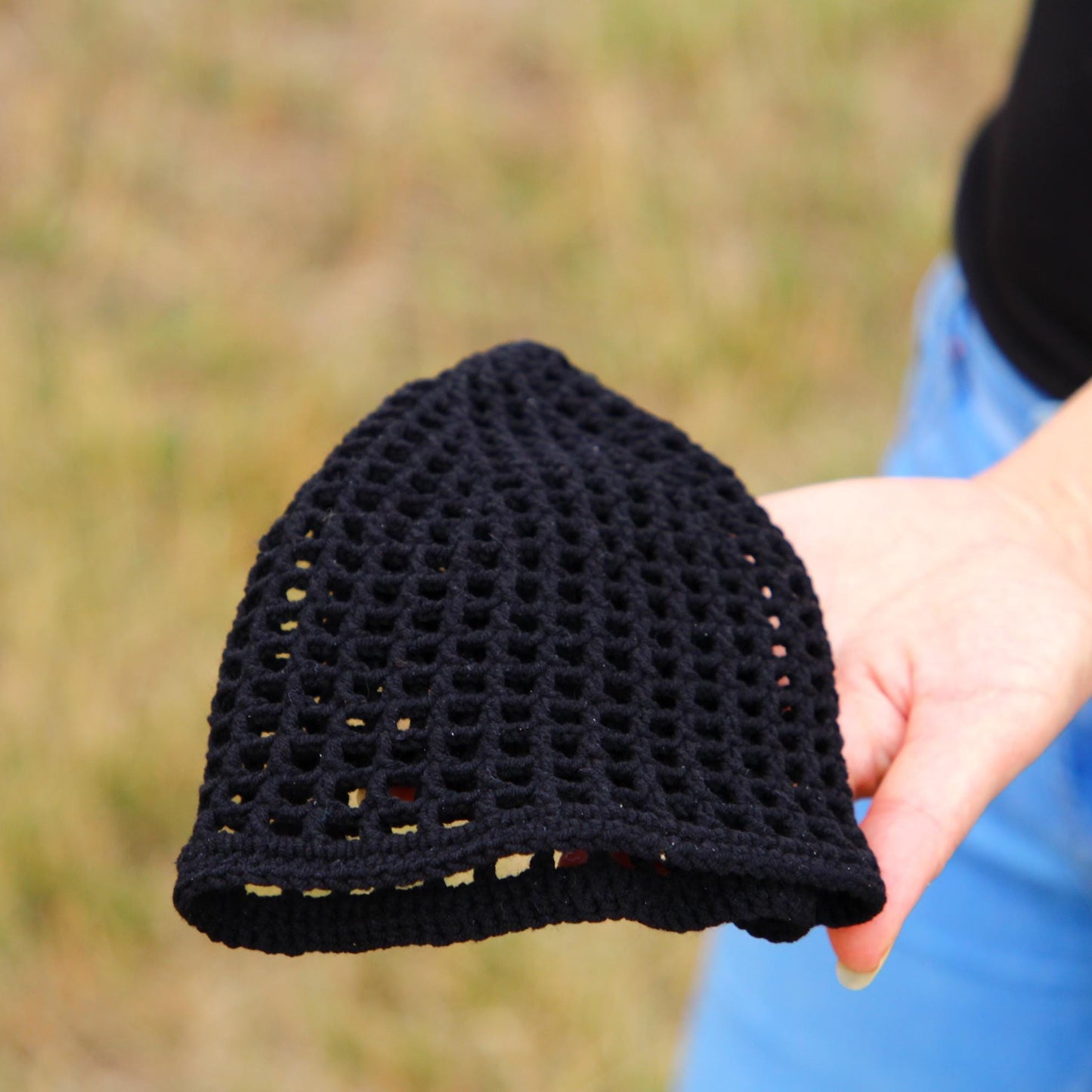 Sleek Crochet Beanie in Black, White