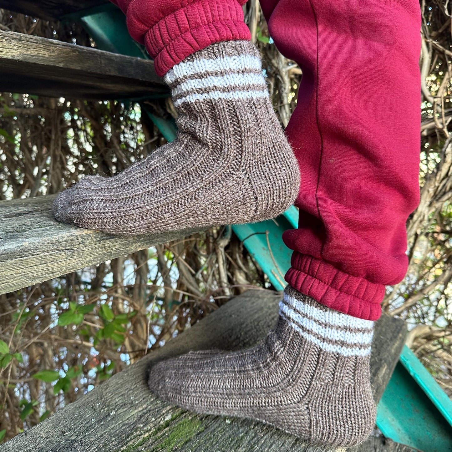 Brown Striped Woolen Socks