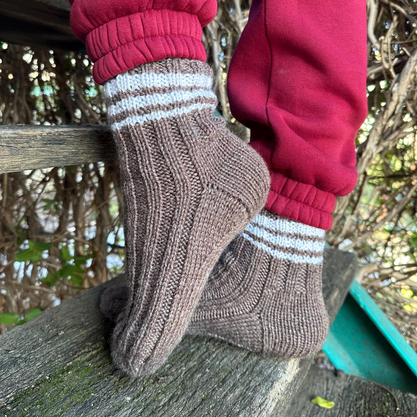 Brown Striped Woolen Socks