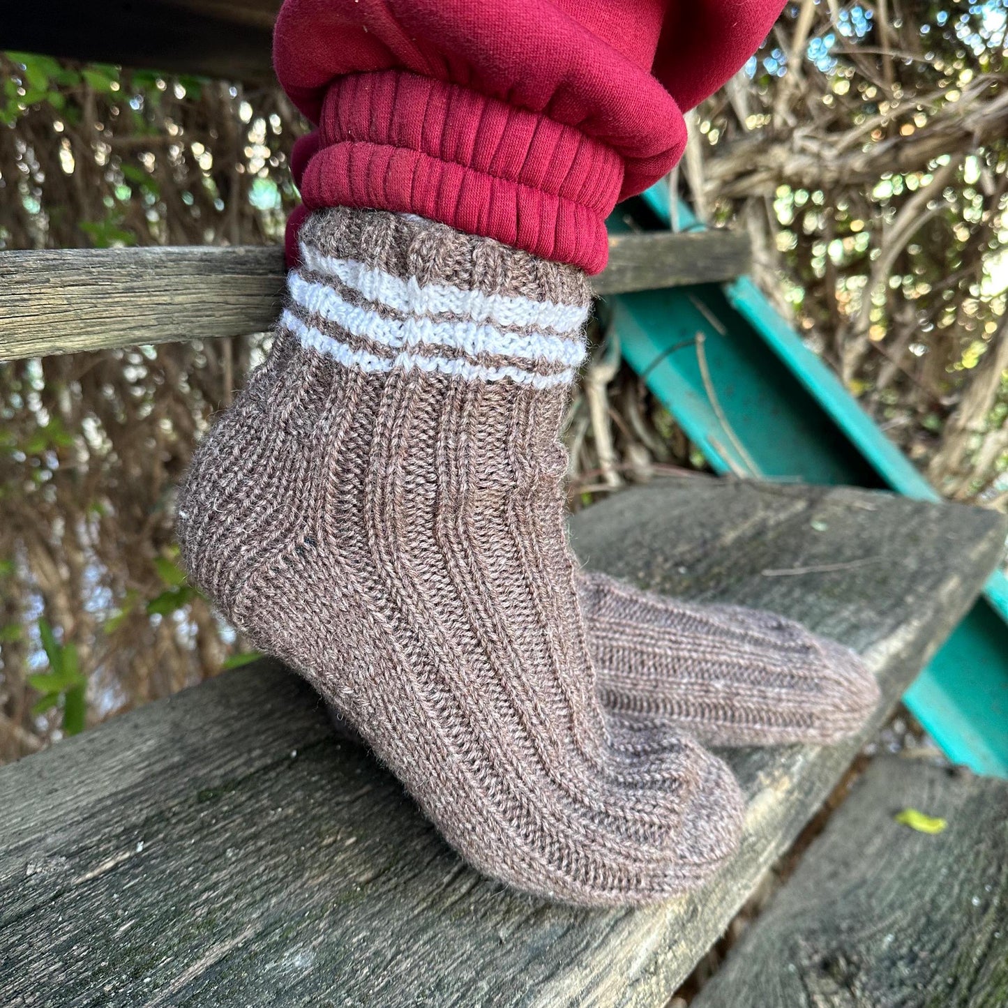 Brown Striped Woolen Socks