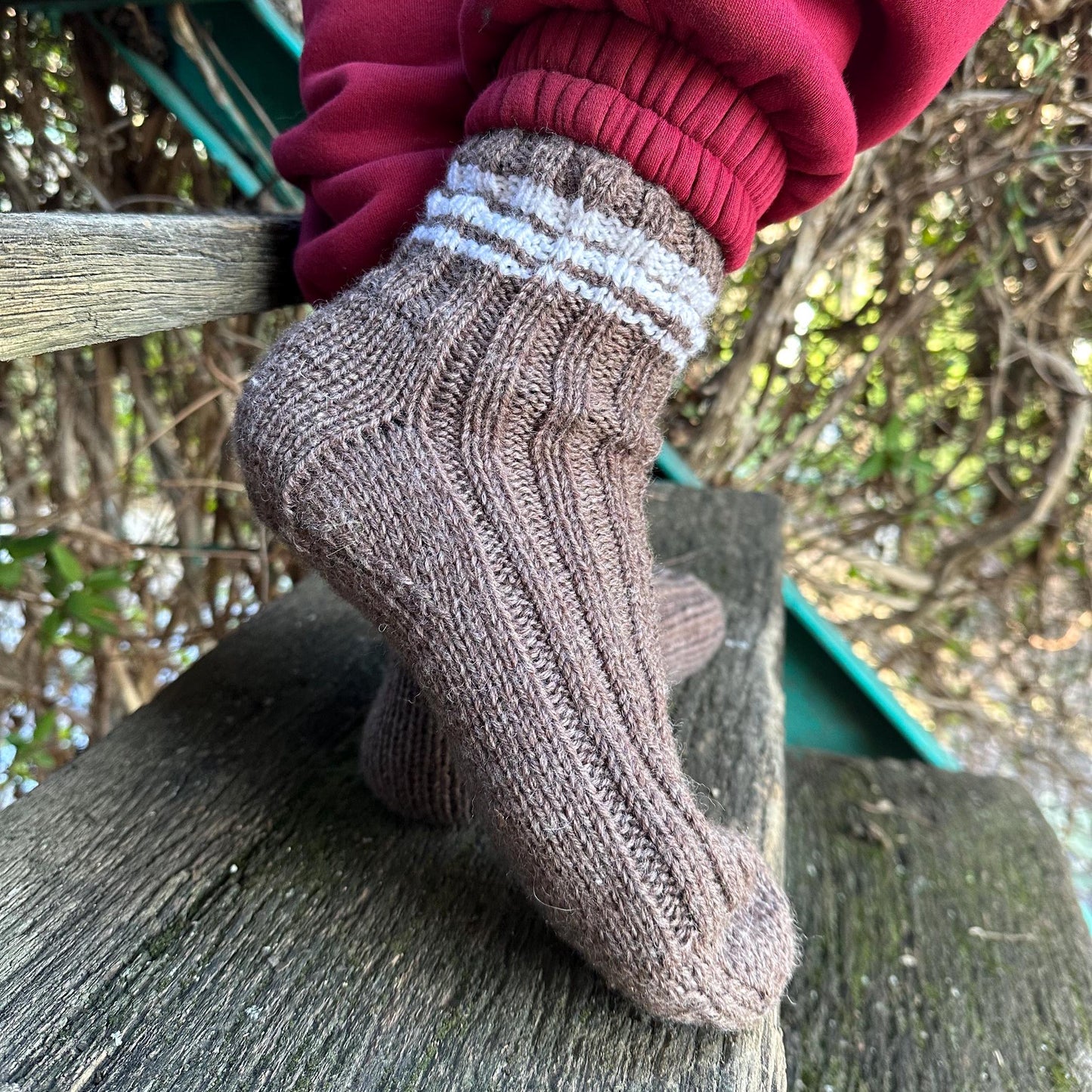 Brown Striped Woolen Socks