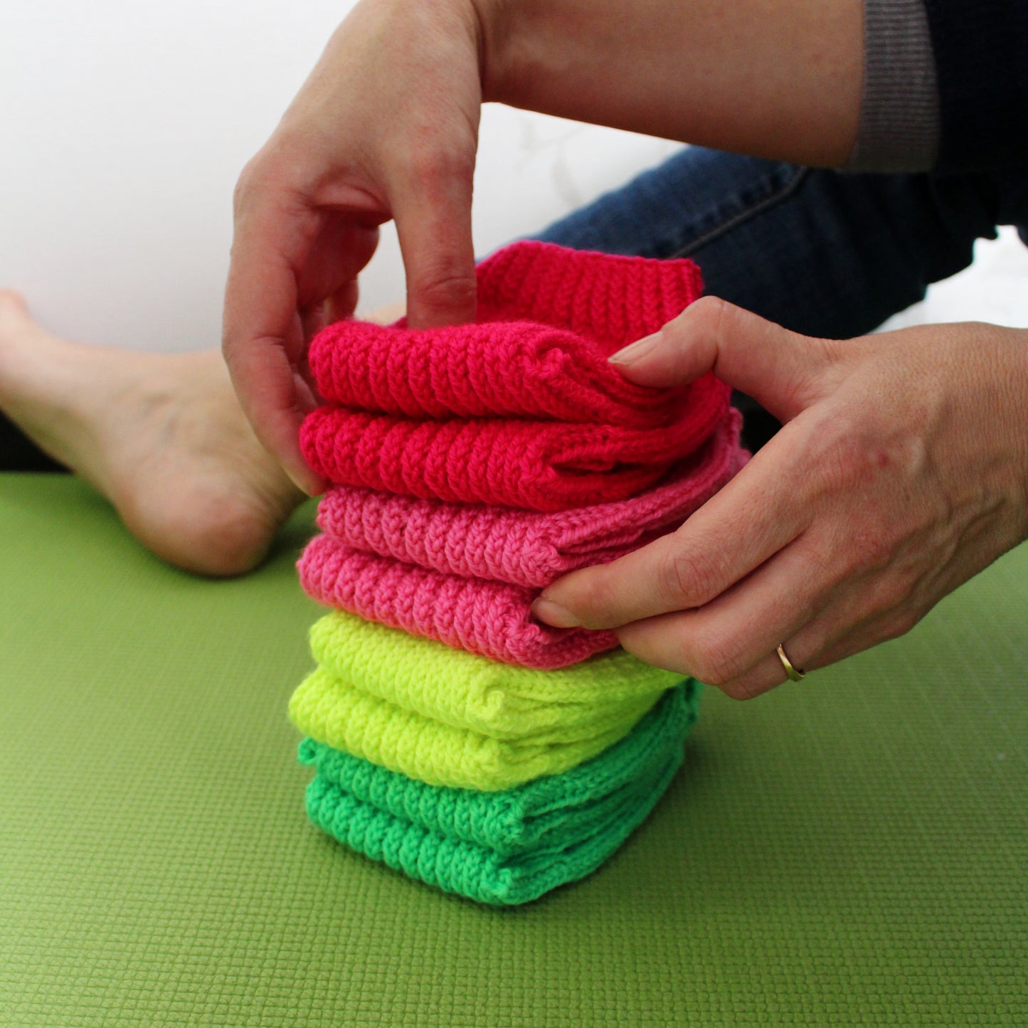 Neon yoga socks, Vegan toeless quarter socks