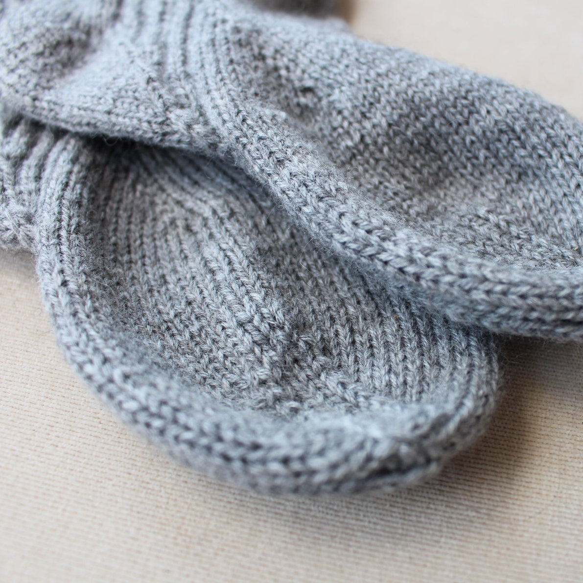 Gray Wool Blend Ribbed Socks