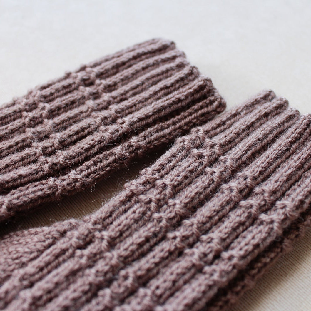 Brown Wool Textured Quarter Socks