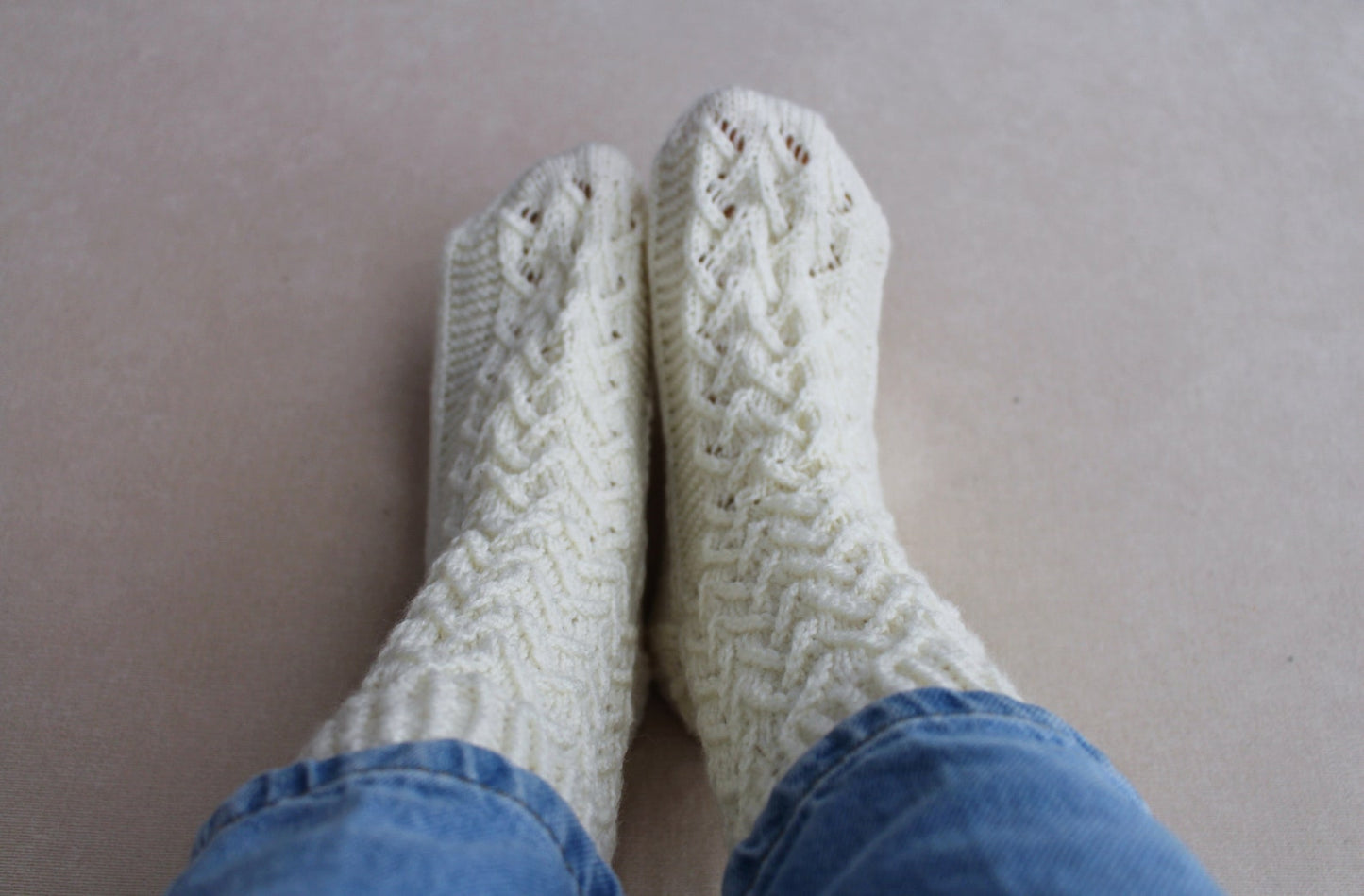 Pure acrylic white fishnet socks