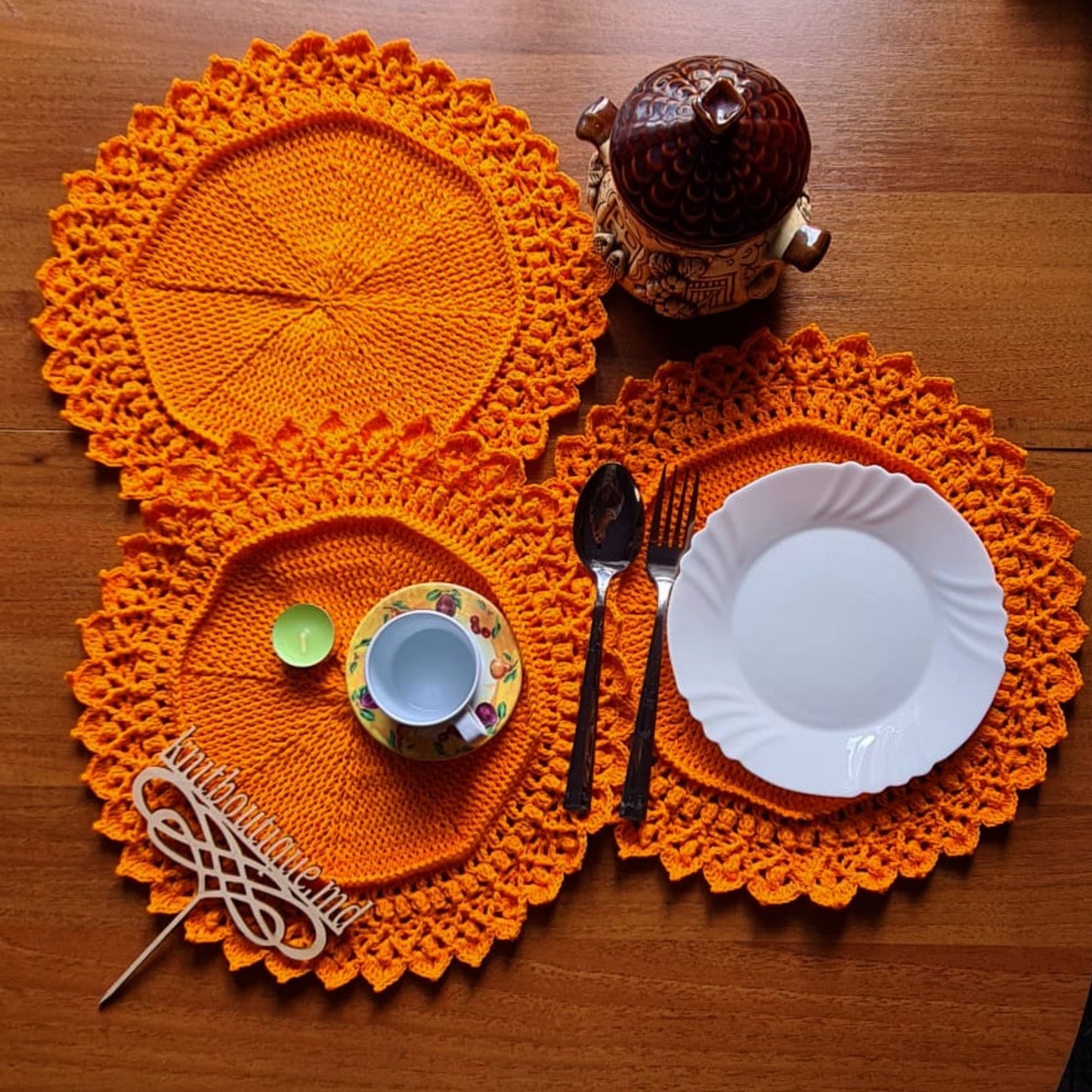 Cotton round serving mats, eco-friendly dining table placemats, Kitchen dining accessories