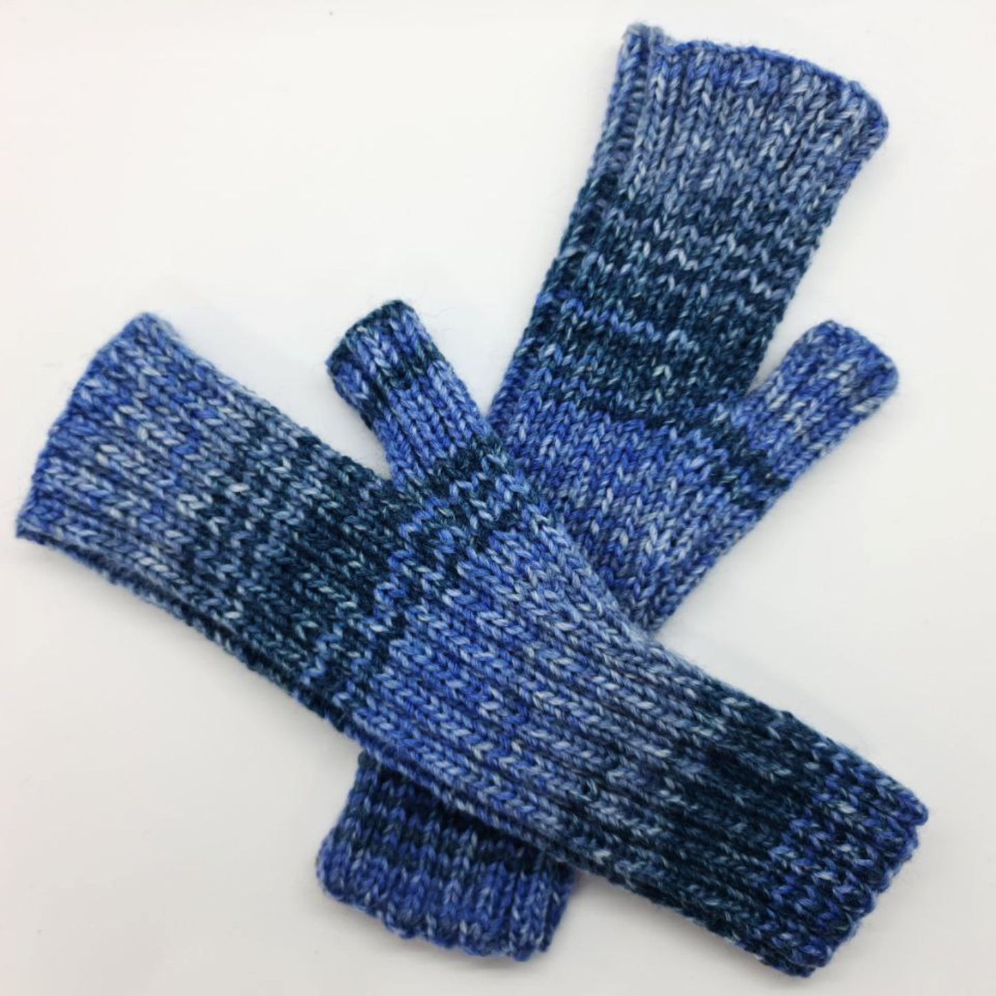 Blue fingerless gloves