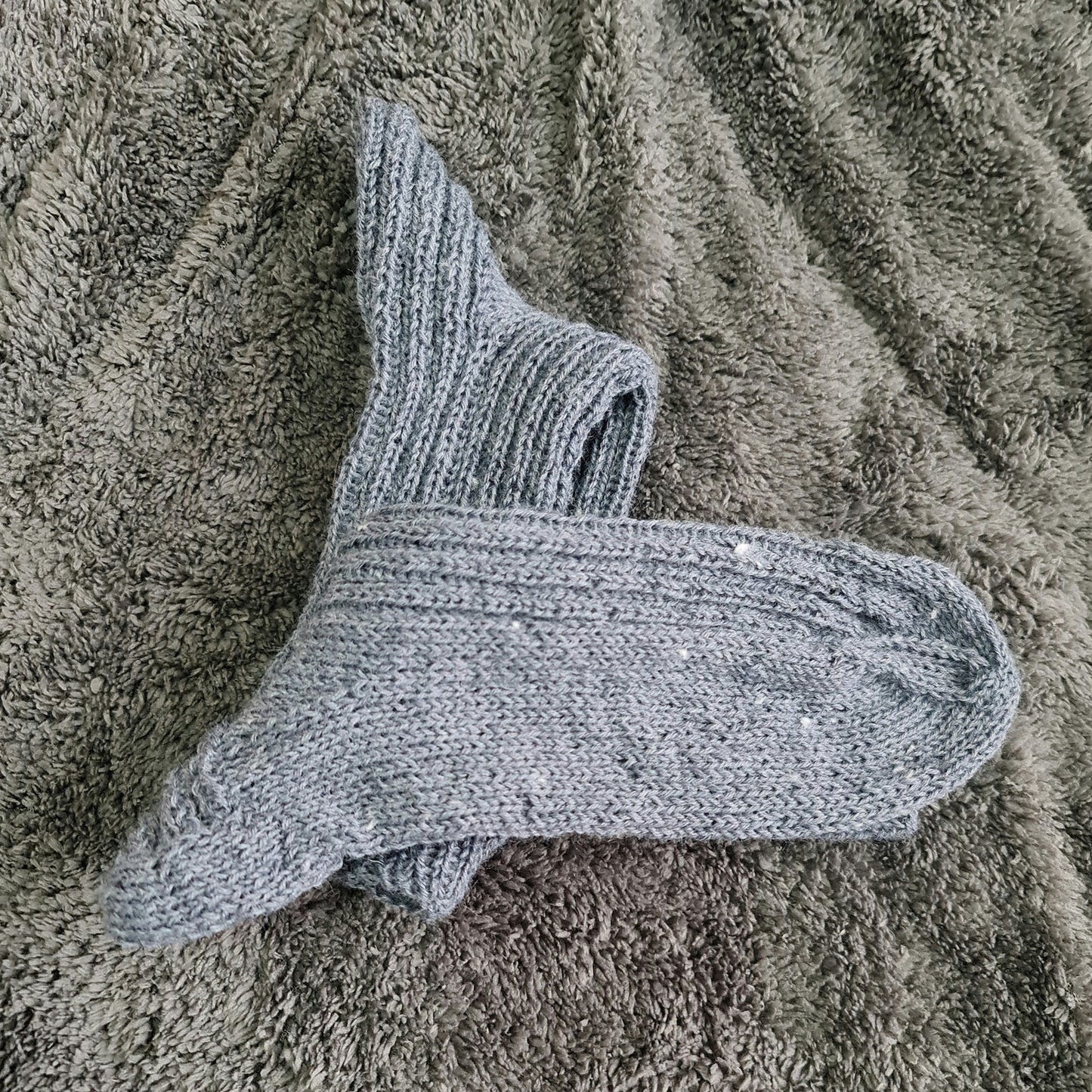 Gray Wool Blend Ribbed Socks