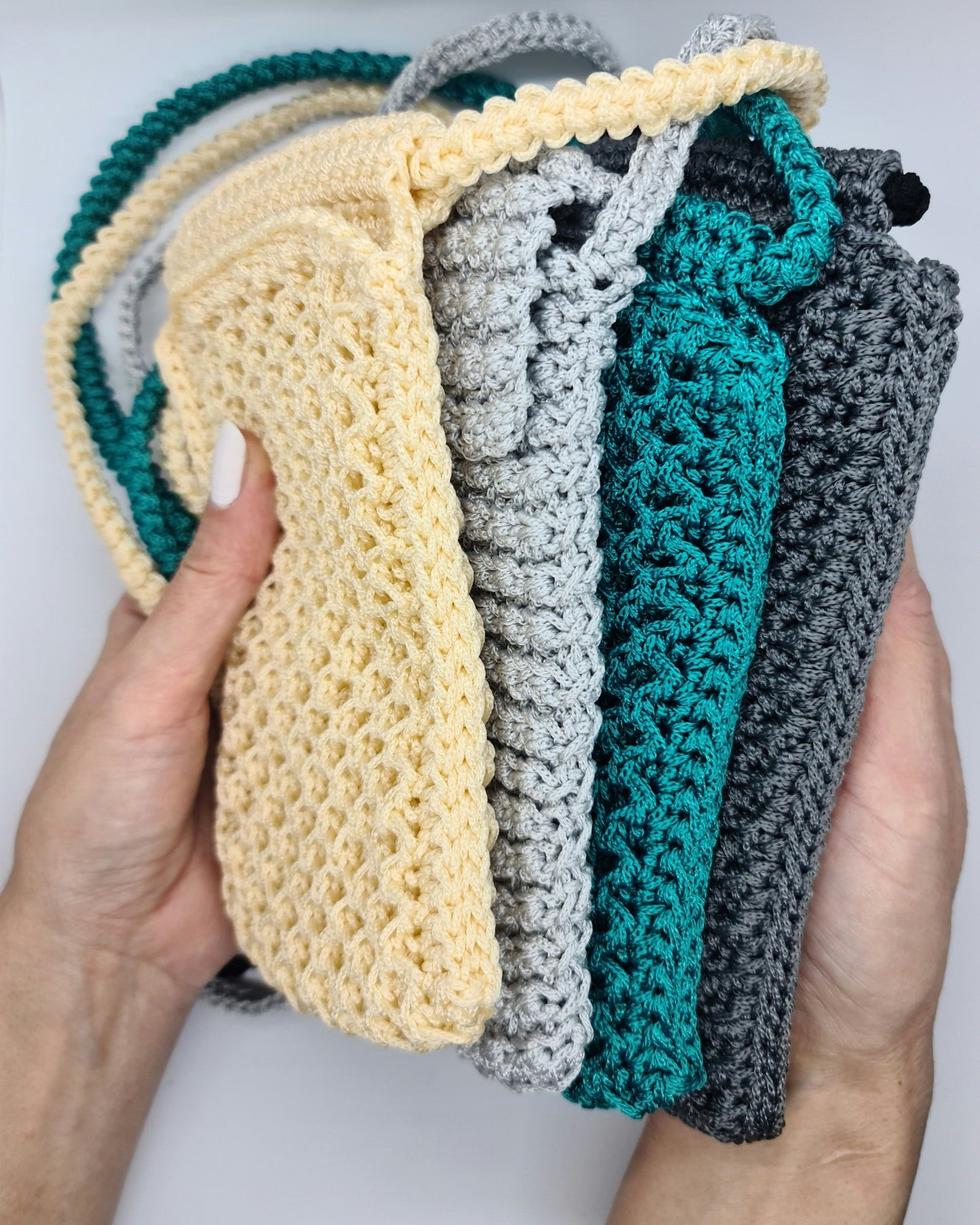 Gray mobile phone pouch, Cute crochet crossbody bag, Macrame textured handbag