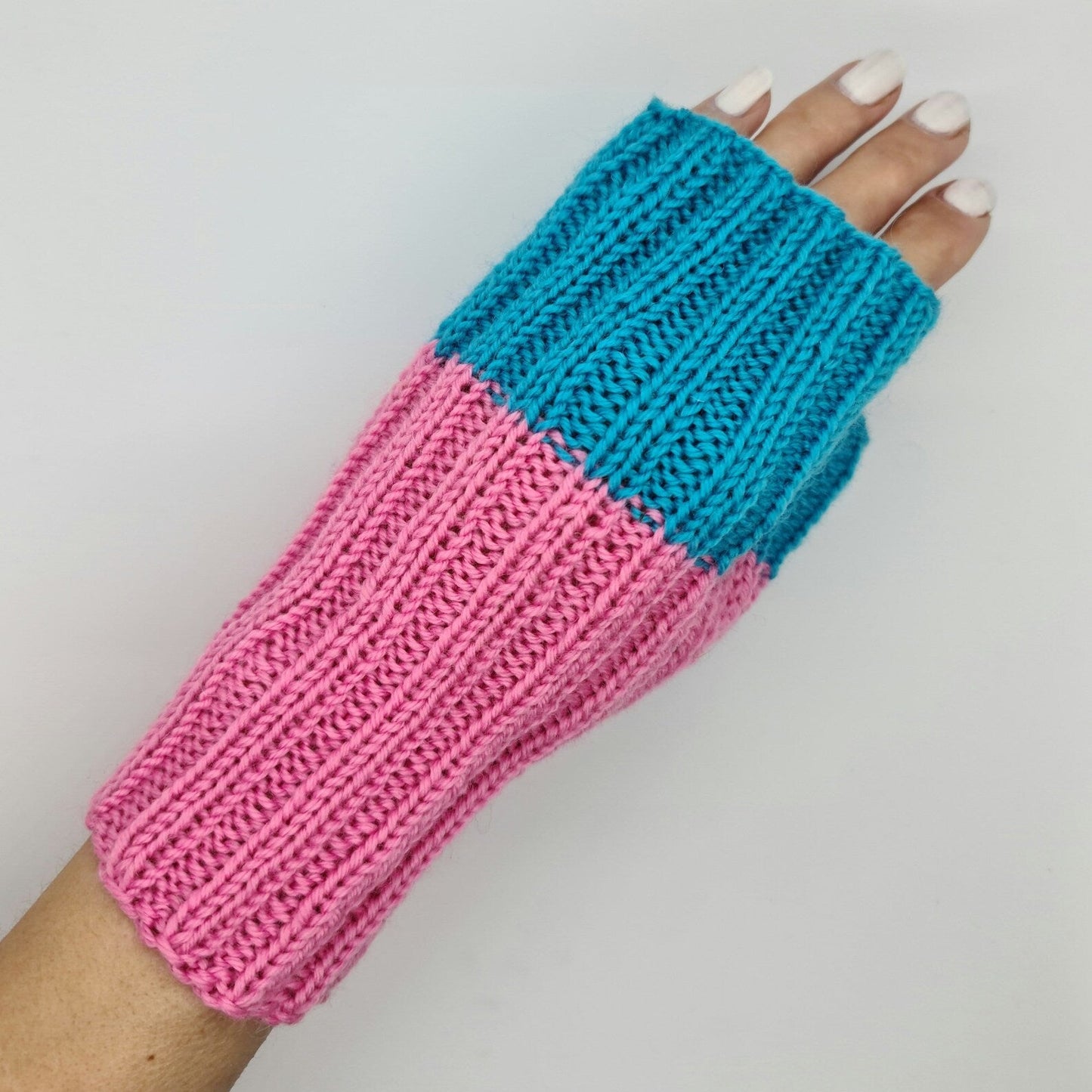 Colorblock Wool Fingerless Gloves