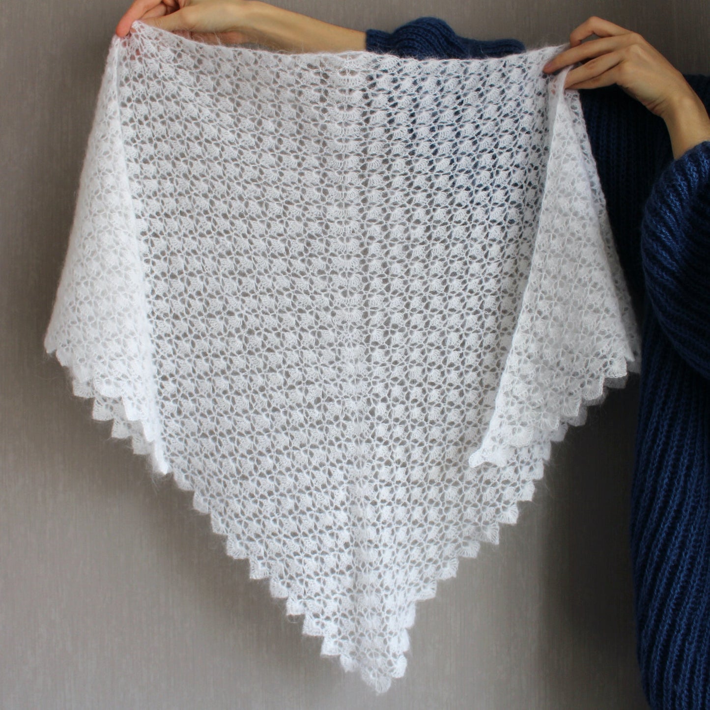 White wedding veil, Gossamer lace crochet wrap, Crocheted cobweb