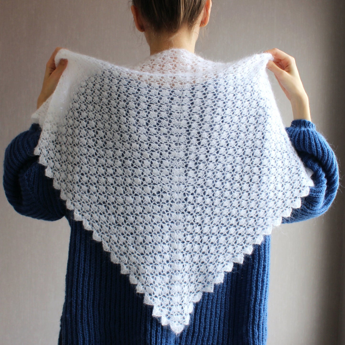 White wedding veil, Gossamer lace crochet wrap, Crocheted cobweb
