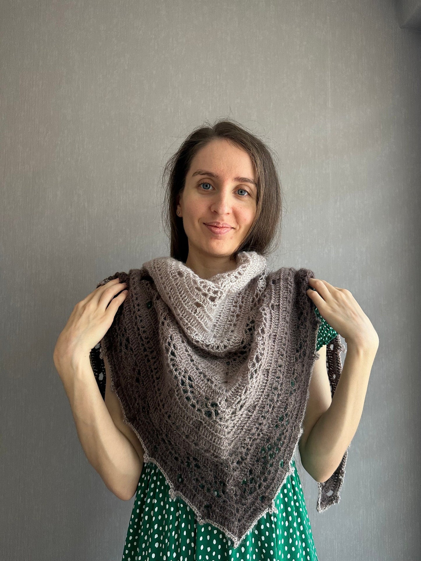 Alpaca Triangle Shawl, Crochet Wrap, Gradient Scarf, Evening Cover Up
