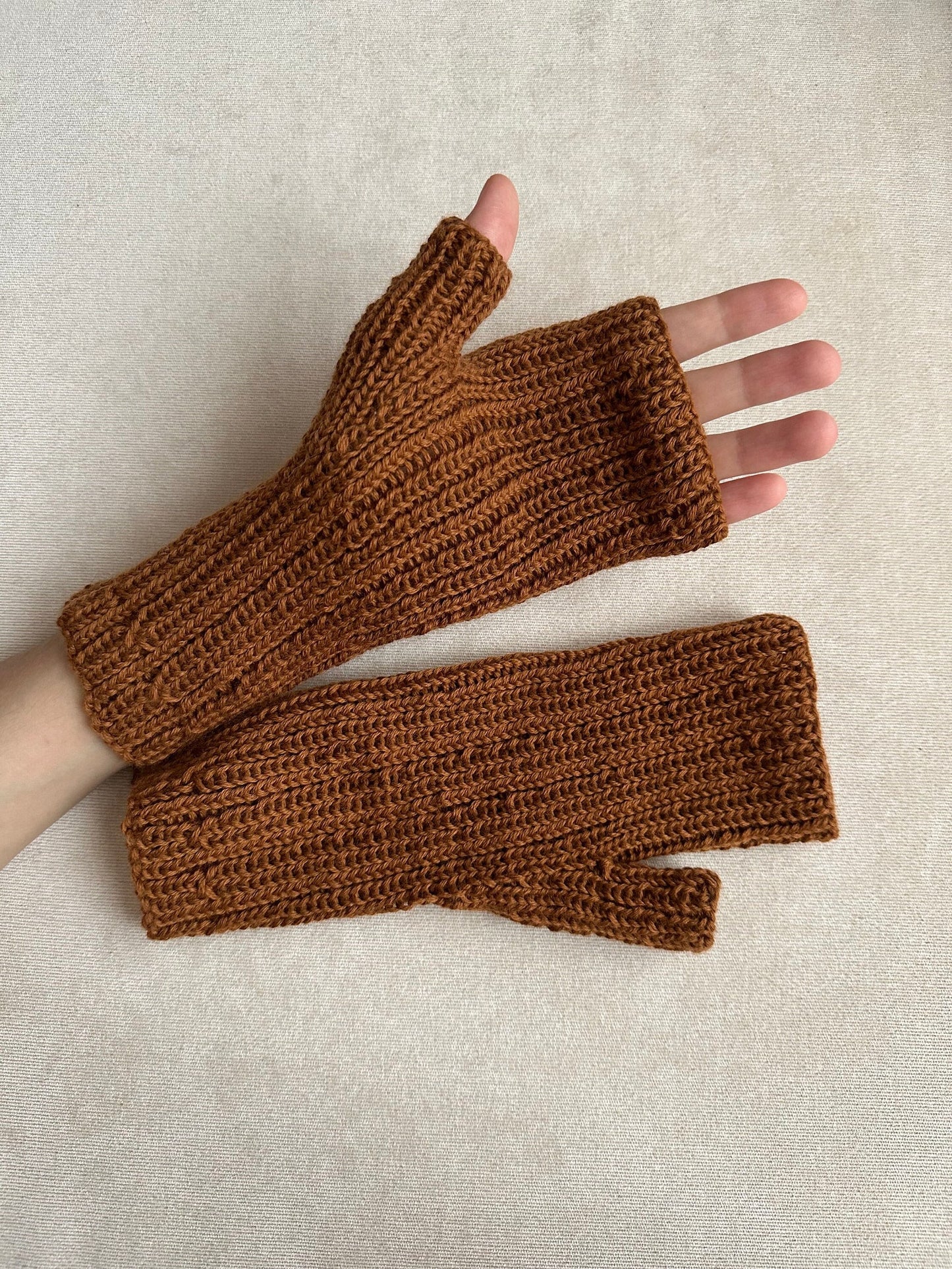 Brown Merino Mittens, Fingerless Gloves