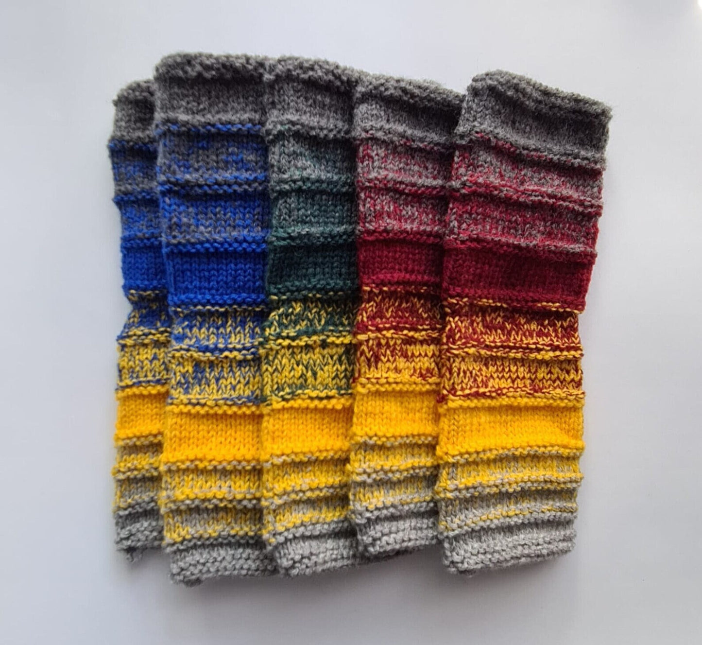 Colorful Ribbed Wool Socks, Autumn Tones Striped Knit Socks