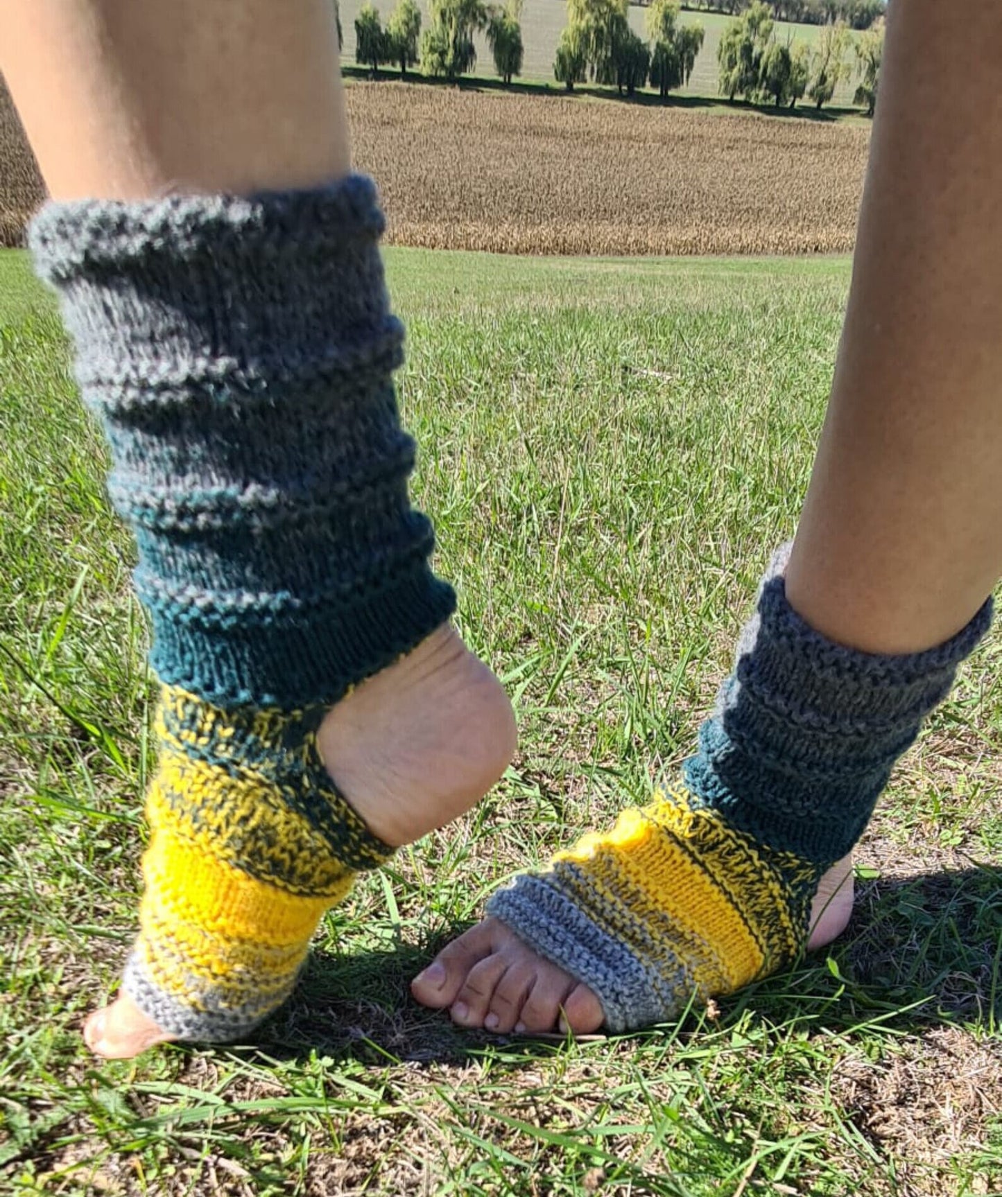 Colorful Ribbed Wool Socks, Autumn Tones Striped Knit Socks