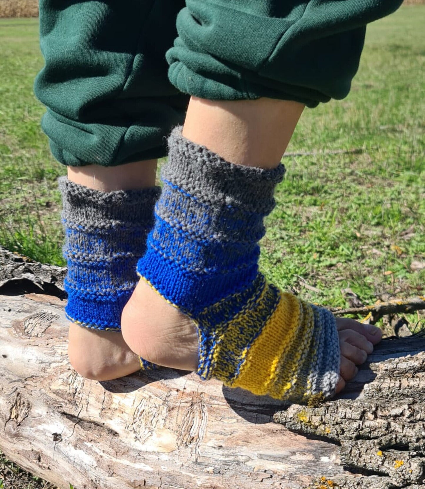 Colorful Ribbed Wool Socks, Autumn Tones Striped Knit Socks