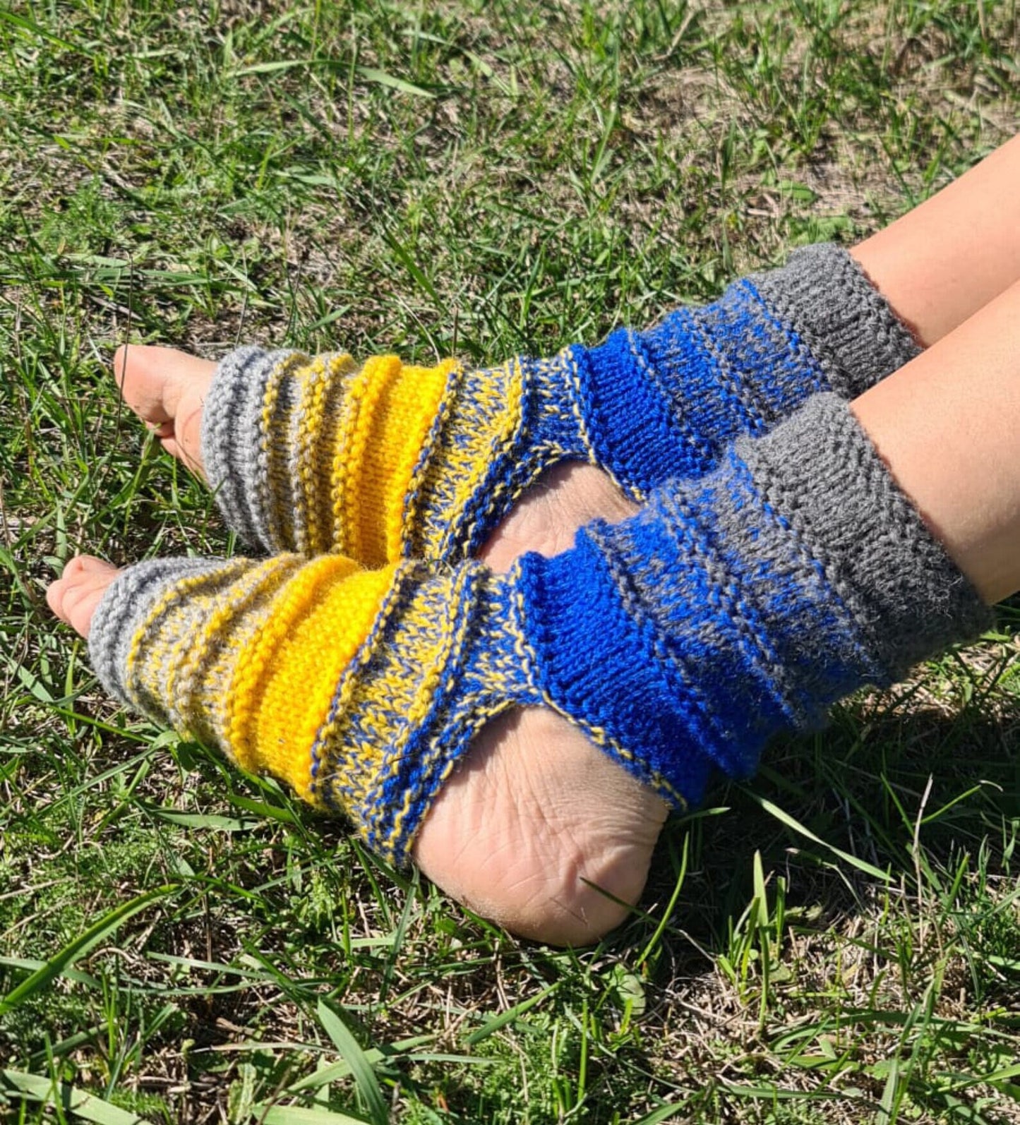 Colorful Ribbed Wool Socks, Autumn Tones Striped Knit Socks